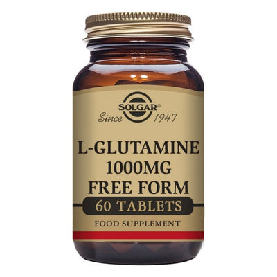 Solgar 60 capsules L-Glutamine brown supplement jar on the white background