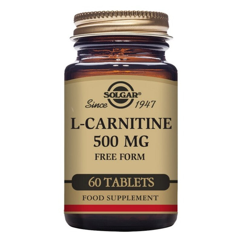 Solgar 60 capsules L-Carnitine brown supplement jar on the white background