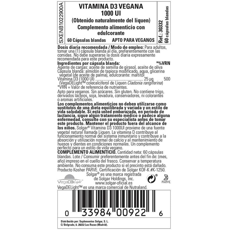 Vitaminen Solgar Vegan Capsule (60 usd)