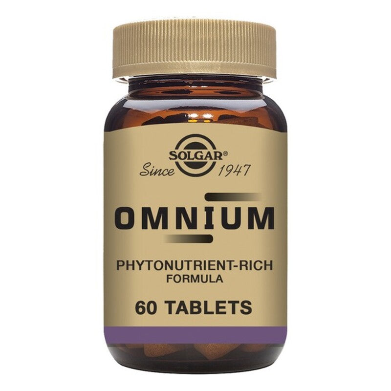Solgar 60 capsules Omnium brown supplement jar on the white background
