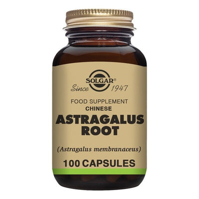 Solgar 100 capsules Chinese Astragalus Root Extract brown supplement jar on the white background
