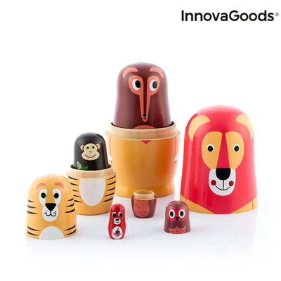 Matryoshka Wooden Animal Figures Funimals InnovaGoods 11 Pieces
