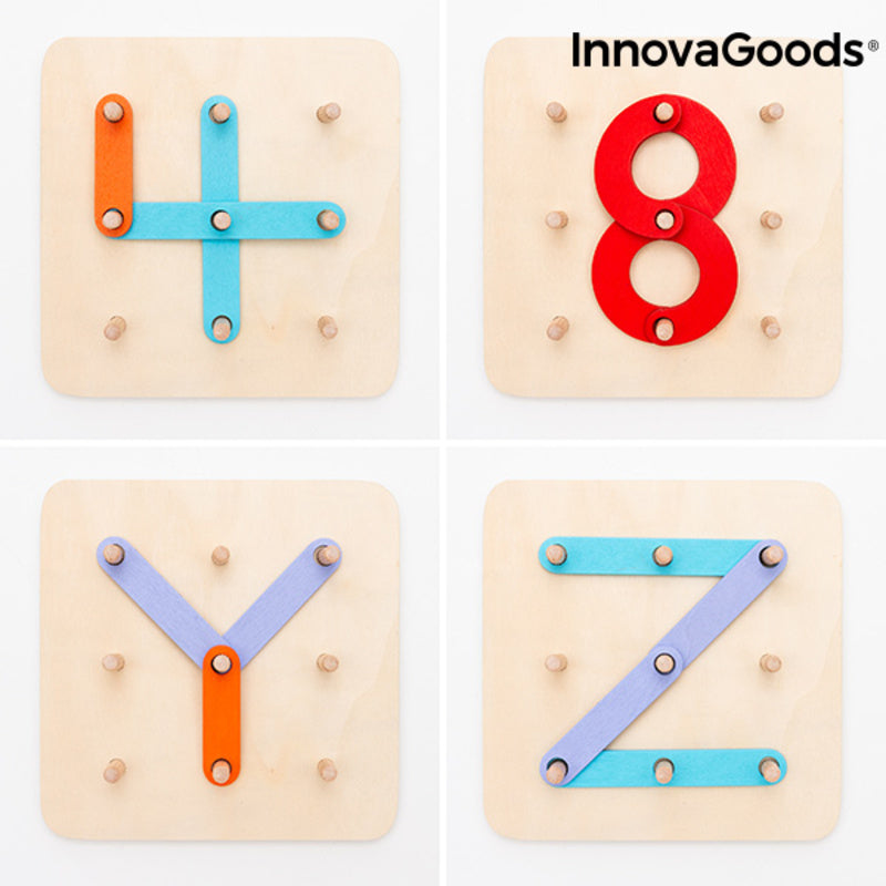 Holzset zur Herstellung von Buchstaben und Zahlen Koogame InnovaGoods 27-teilig