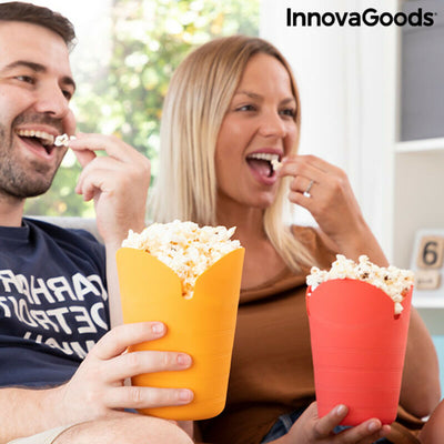 Zusammenklappbare Silikon-Popcorn-Poppers Popbox InnovaGoods (2er-Pack)