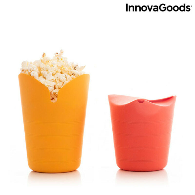 Zusammenklappbare Silikon-Popcorn-Poppers Popbox InnovaGoods (2er-Pack)