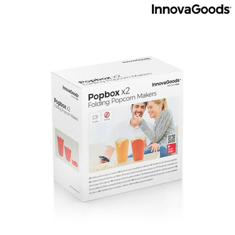 Opvouwbare Siliconen Popcorn Poppers Popbox InnovaGoods (Pak van 2)