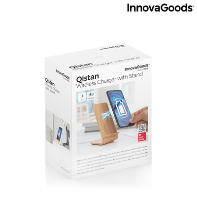 Caricabatterie wireless effetto legno con supporto Qistan InnovaGoods