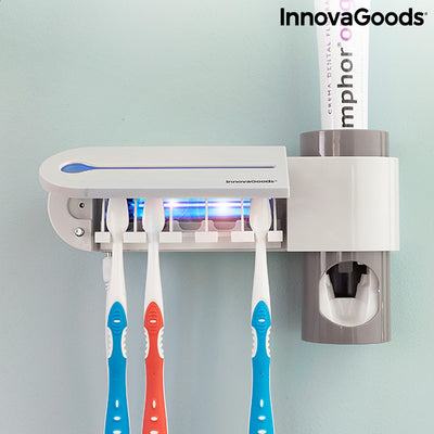 Stérilisateur UV pour brosse à dents avec support et distributeur de dentifrice Smiluv InnovaGoods