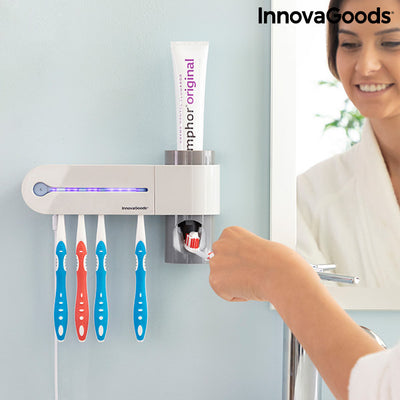 UV-tandenborstelsterilisator met standaard en tandpastadispenser Smiluv InnovaGoods