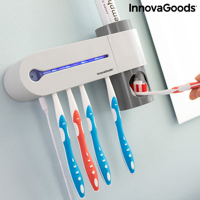Stérilisateur UV pour brosse à dents avec support et distributeur de dentifrice Smiluv InnovaGoods
