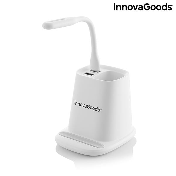 Chargeur Sans Fil 5-en-1 avec Organisateur-Stand et Lampe LED USB DesKing InnovaGoods