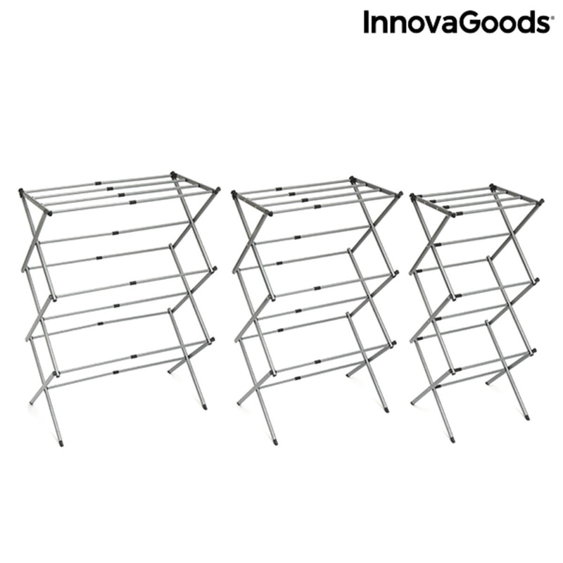 Opvouwbare en uitschuifbare metalen wasdroger met 3 niveaus Cloxy InnovaGoods (11 staven)