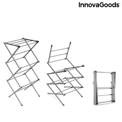 Zusammenklappbarer und ausziehbarer Metall-Wäschetrockner mit 3 Ebenen Cloxy InnovaGoods (11 Stangen)
