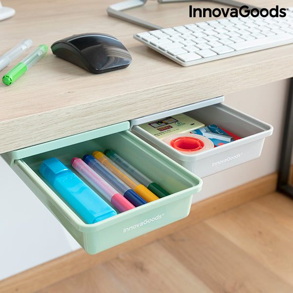 Satz zusätzlicher selbstklebender Schreibtischschubladen Underalk InnovaGoods, Packung mit 2 Einheiten