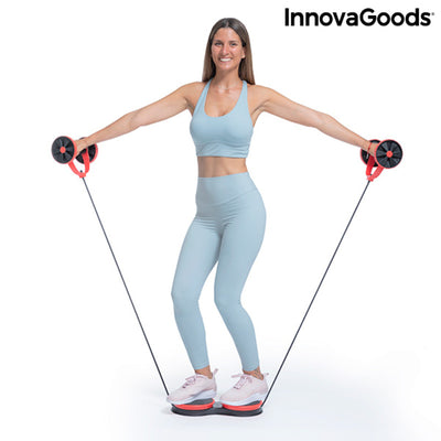 Rouleau abdominal avec disques rotatifs, bandes élastiques et guide d'exercices Twabanarm InnovaGoods