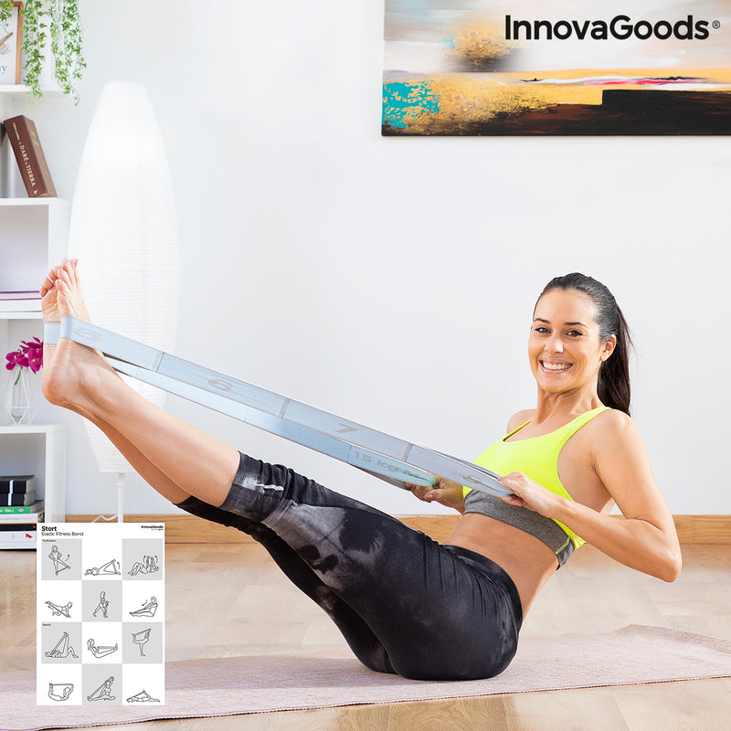 Elastische fitnessband voor stretchen met oefengids Stort InnovaGoods