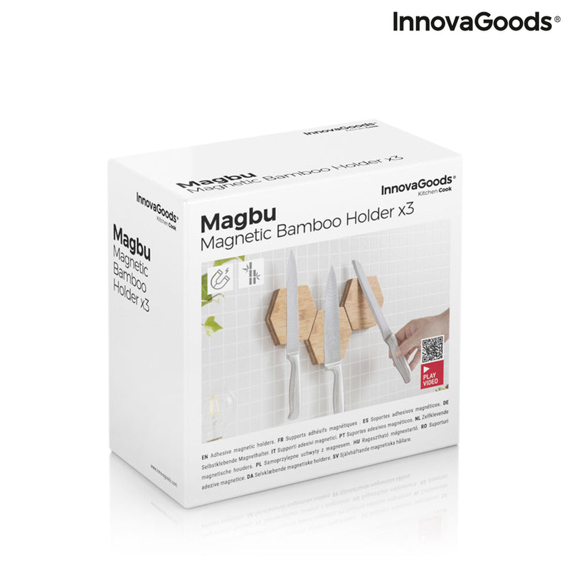 Supporti adesivi magnetici in bambù Magbu InnovaGoods Confezione da 3 unità