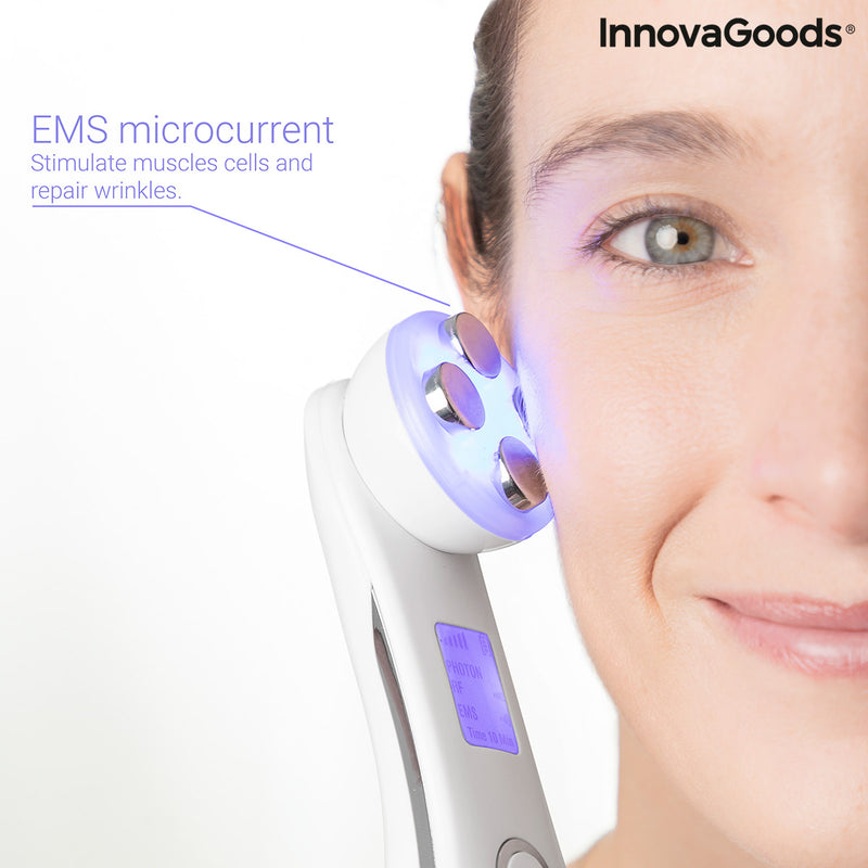 Ansiktsmassageapparat med radiofrekvens, fototerapi och elektrostimulering Wace InnovaGoods