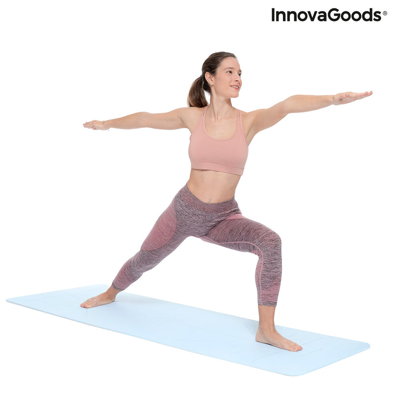 Rutschfeste Yogamatte mit Positionslinien und Übungsanleitung Asamat InnovaGoods