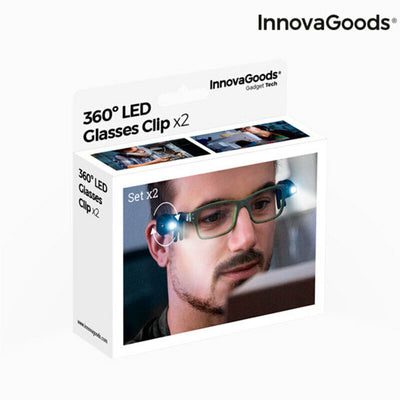 Pince à Lunettes LED 360º InnovaGoods (Lot de 2)