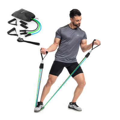 Set of Resistance Bands with Accessories and Exercise Guide Tribainer InnovaGoods